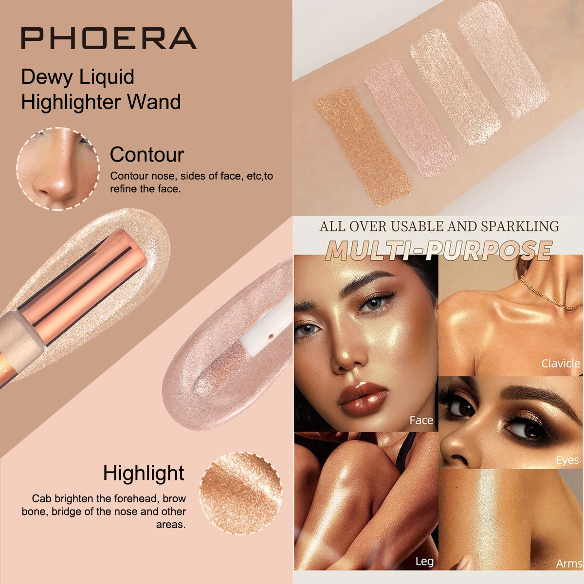 PHOERA Pro Glow Liquid Highlighter Wand