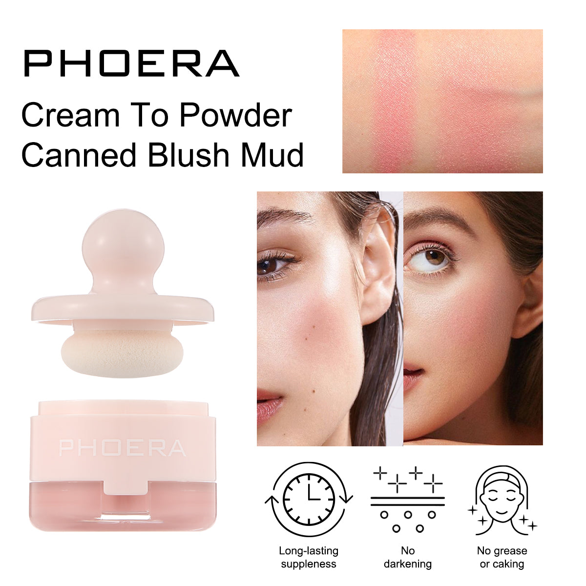 PHOERA Cream To Powder Blush Mud