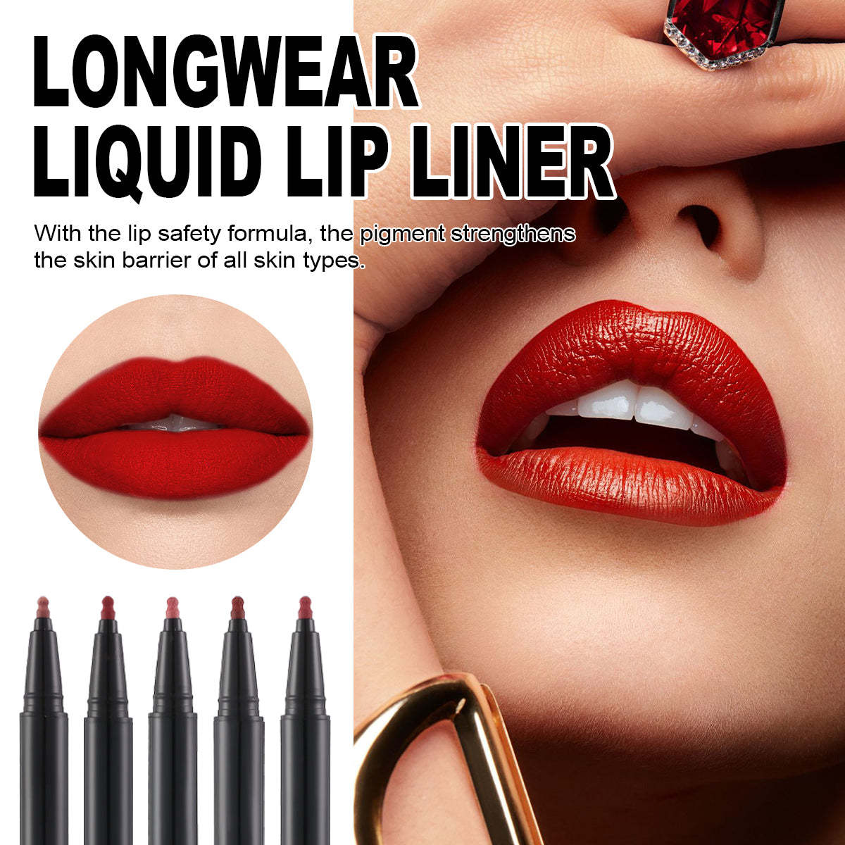 PHOERA Longwear Liquid Lip Liner – Matte Precision Tip for Lip Contour & Fill