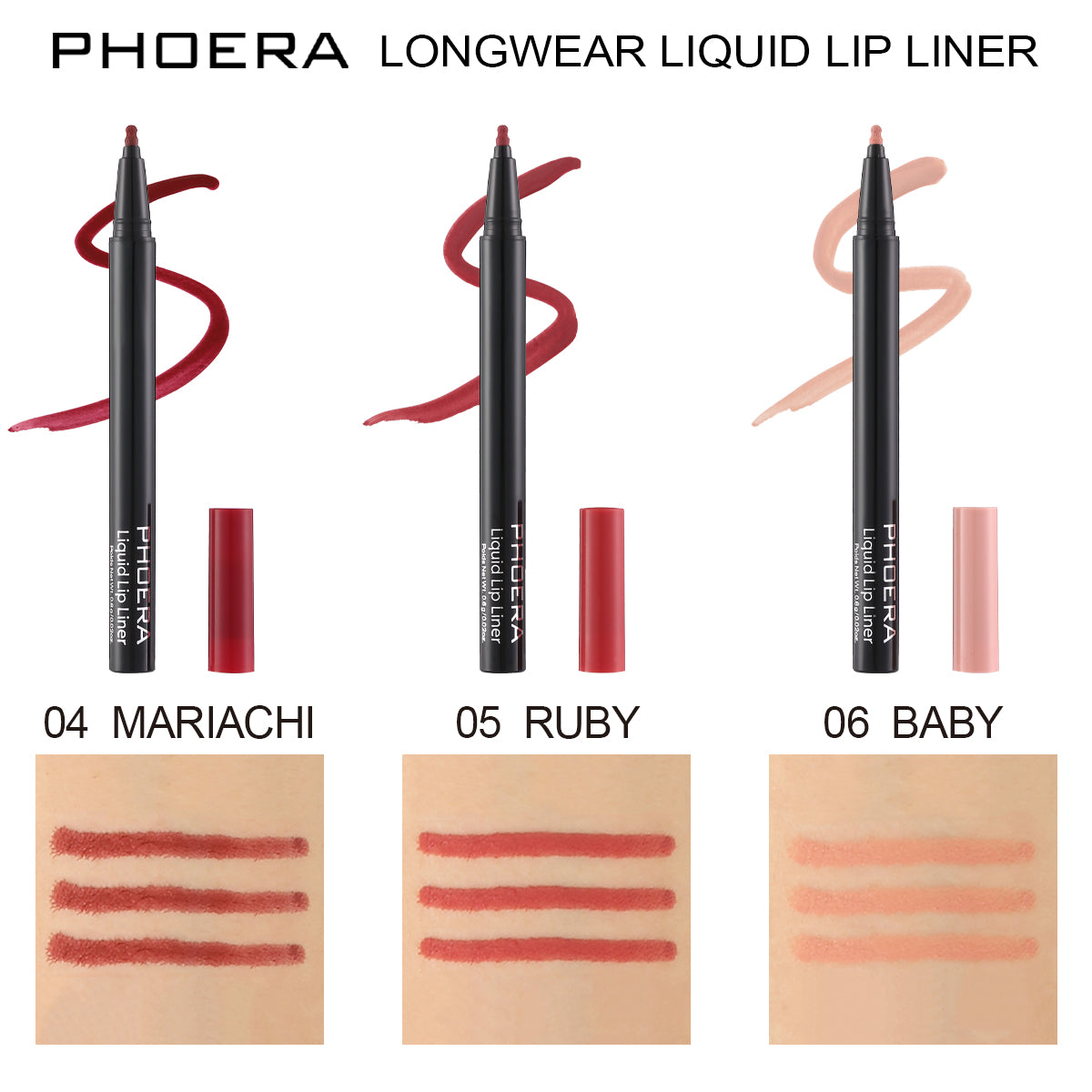 PHOERA Longwear Liquid Lip Liner – Matte Precision Tip for Lip Contour & Fill