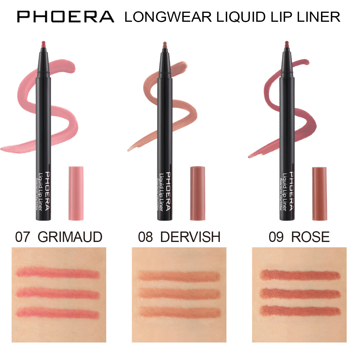 PHOERA Longwear Liquid Lip Liner – Matte Precision Tip for Lip Contour & Fill