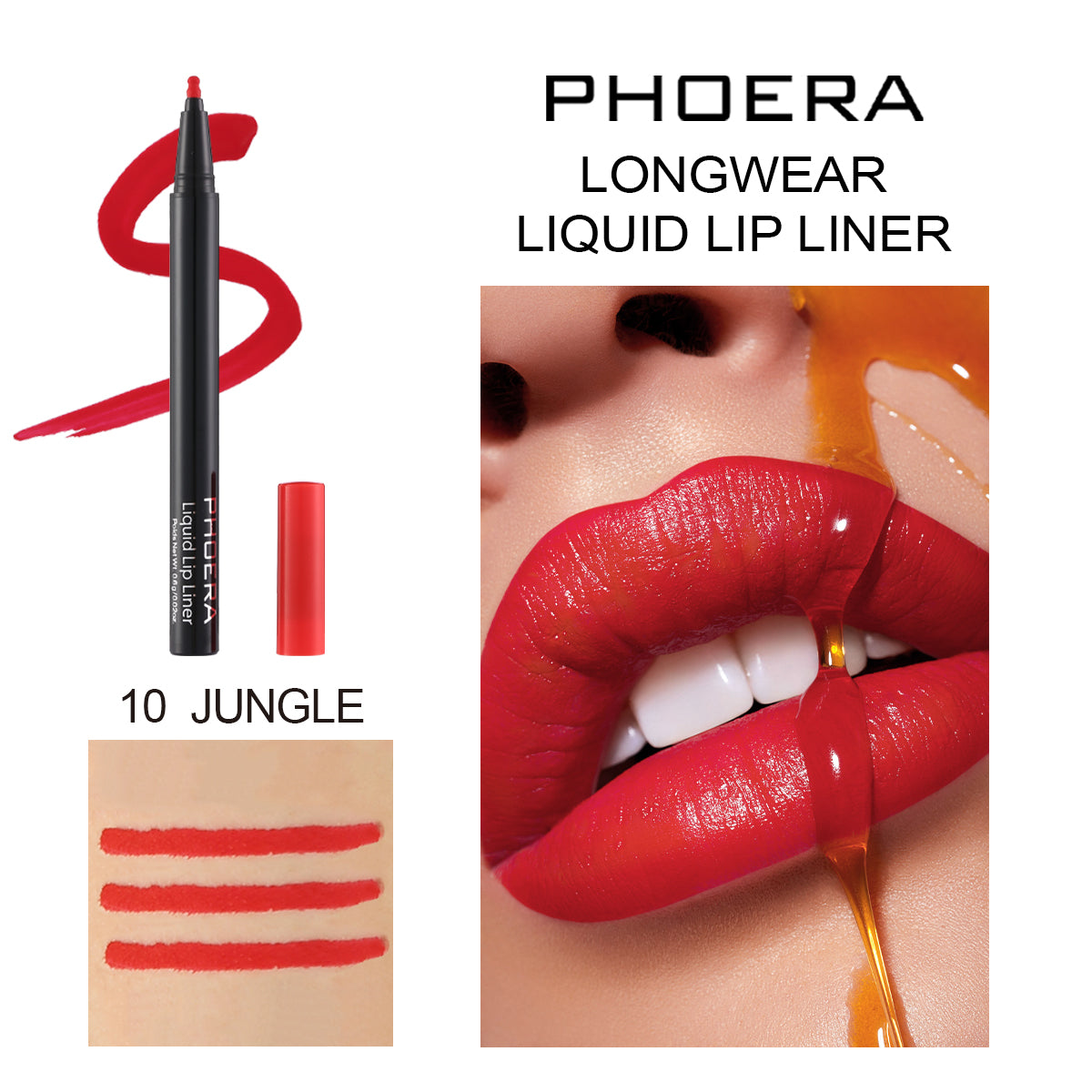 PHOERA Longwear Liquid Lip Liner – Matte Precision Tip for Lip Contour & Fill