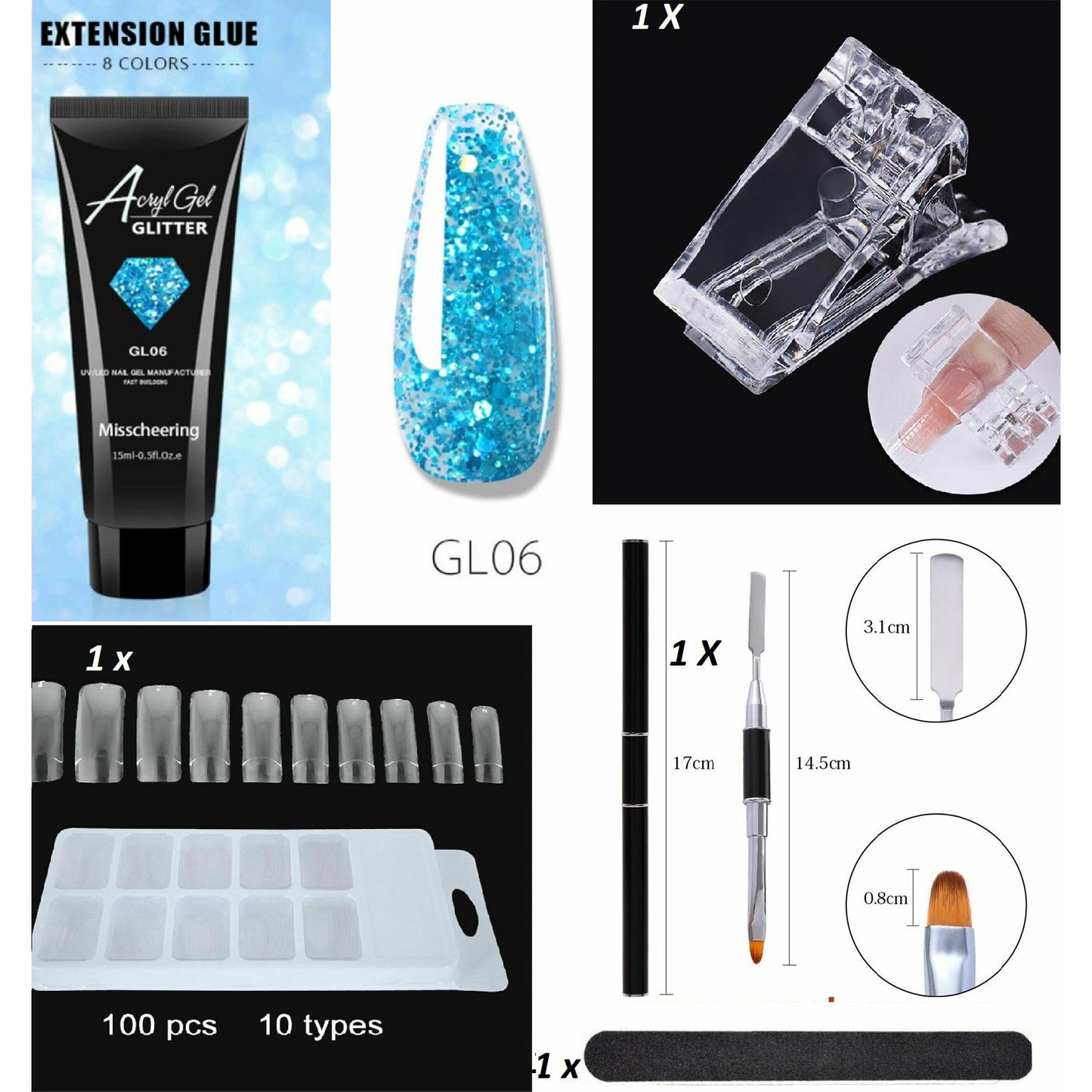 5 Pcs Nail Acryl Poly