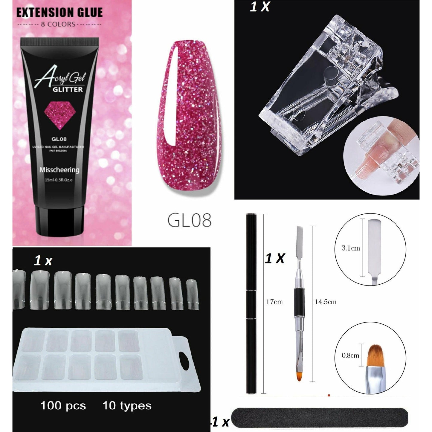 5 Pcs Nail Acryl Poly Gel Kit