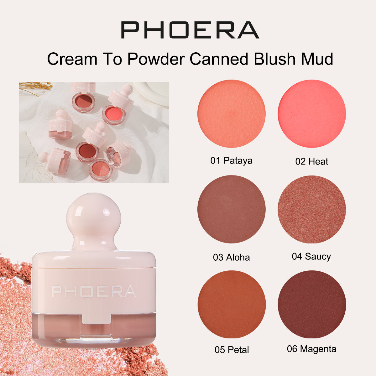PHOERA Cream To Powder Blush Mud