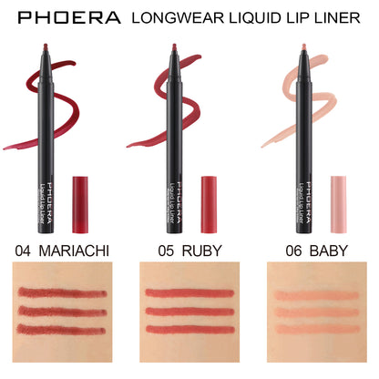 PHOERA Longwear Liquid Lip Liner – Matte Precision Tip for Lip Contour & Fill