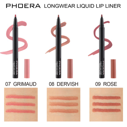 PHOERA Longwear Liquid Lip Liner – Matte Precision Tip for Lip Contour & Fill